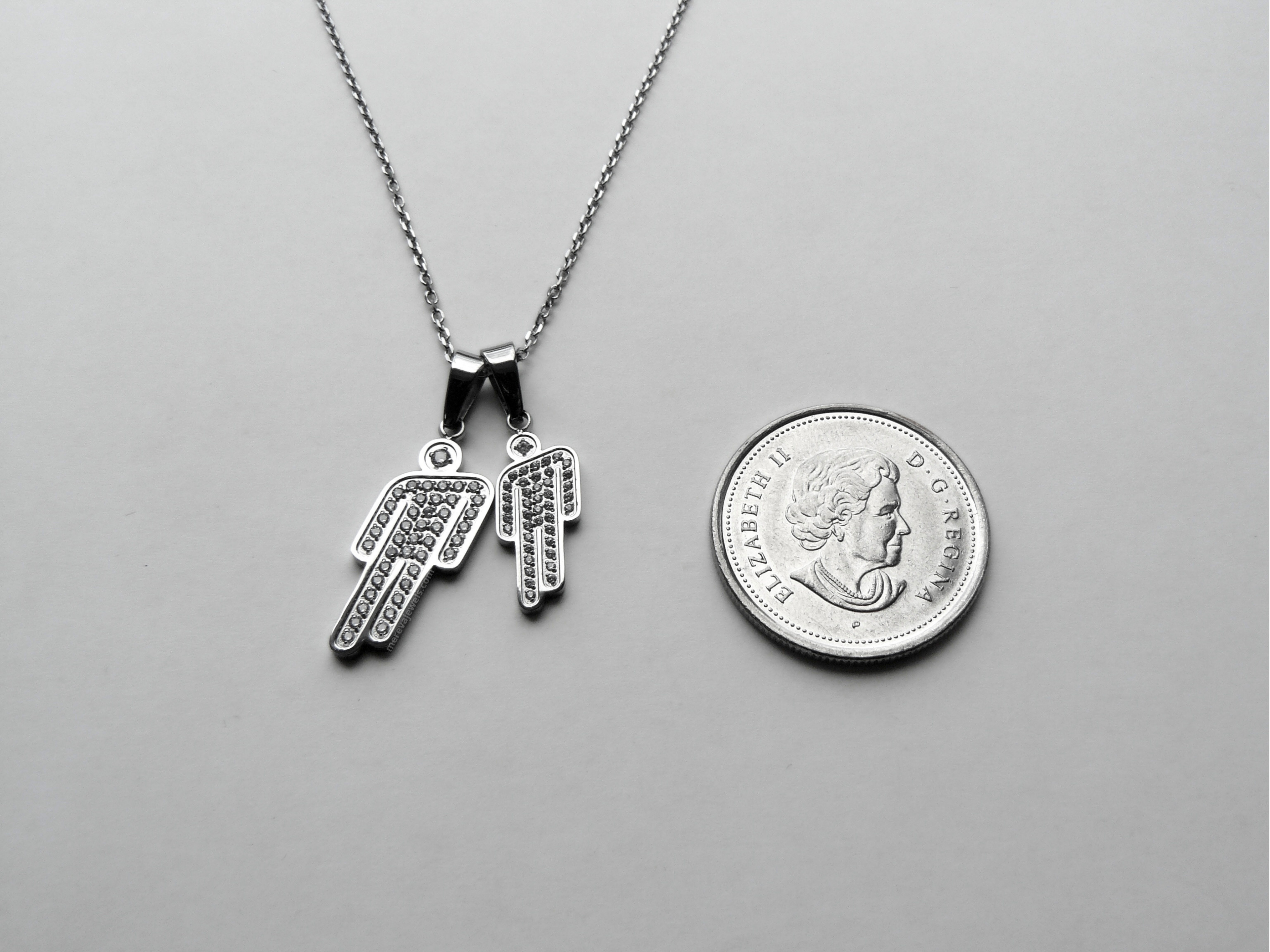 Double Mini Blohsh Rhinestone Stainless Steel Necklace