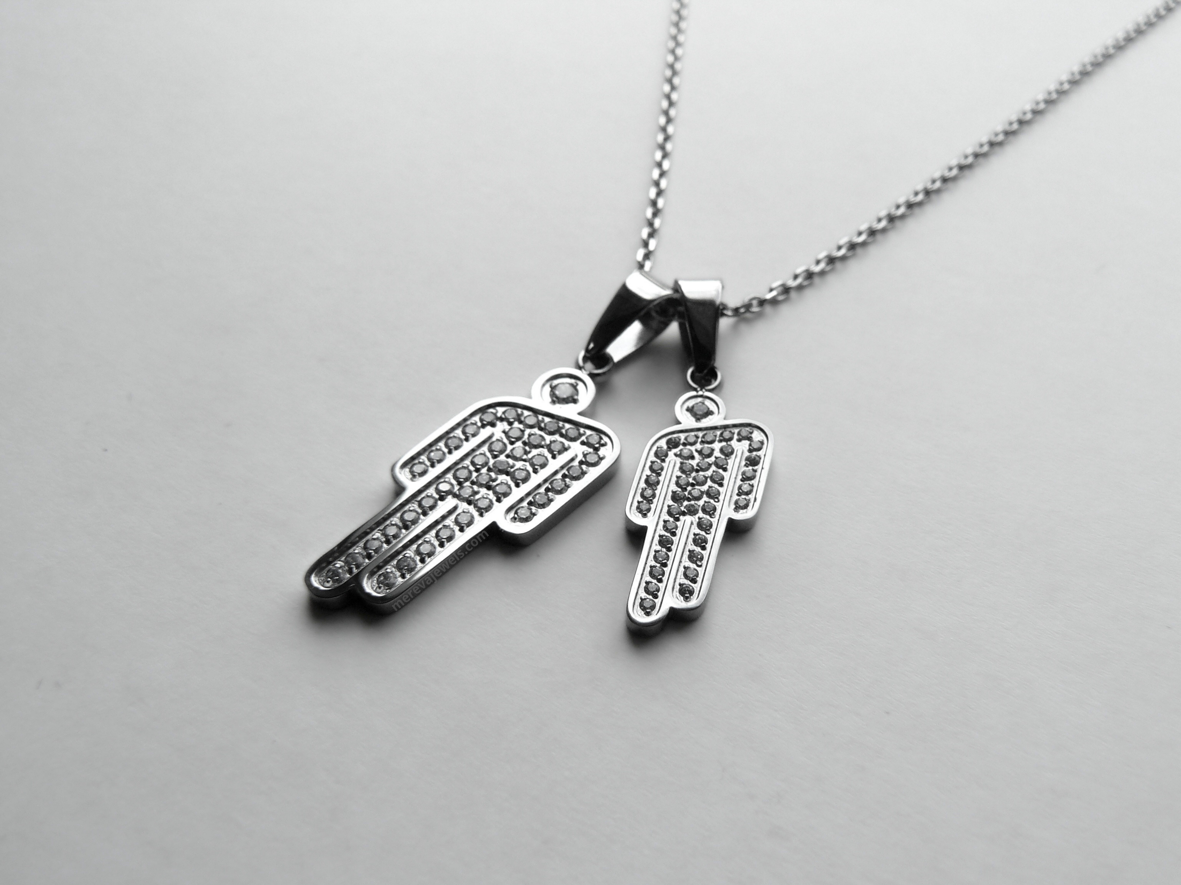 Double Mini Blohsh Rhinestone Stainless Steel Necklace
