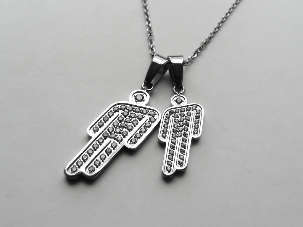 Double Mini Blohsh Rhinestone Stainless Steel Necklace