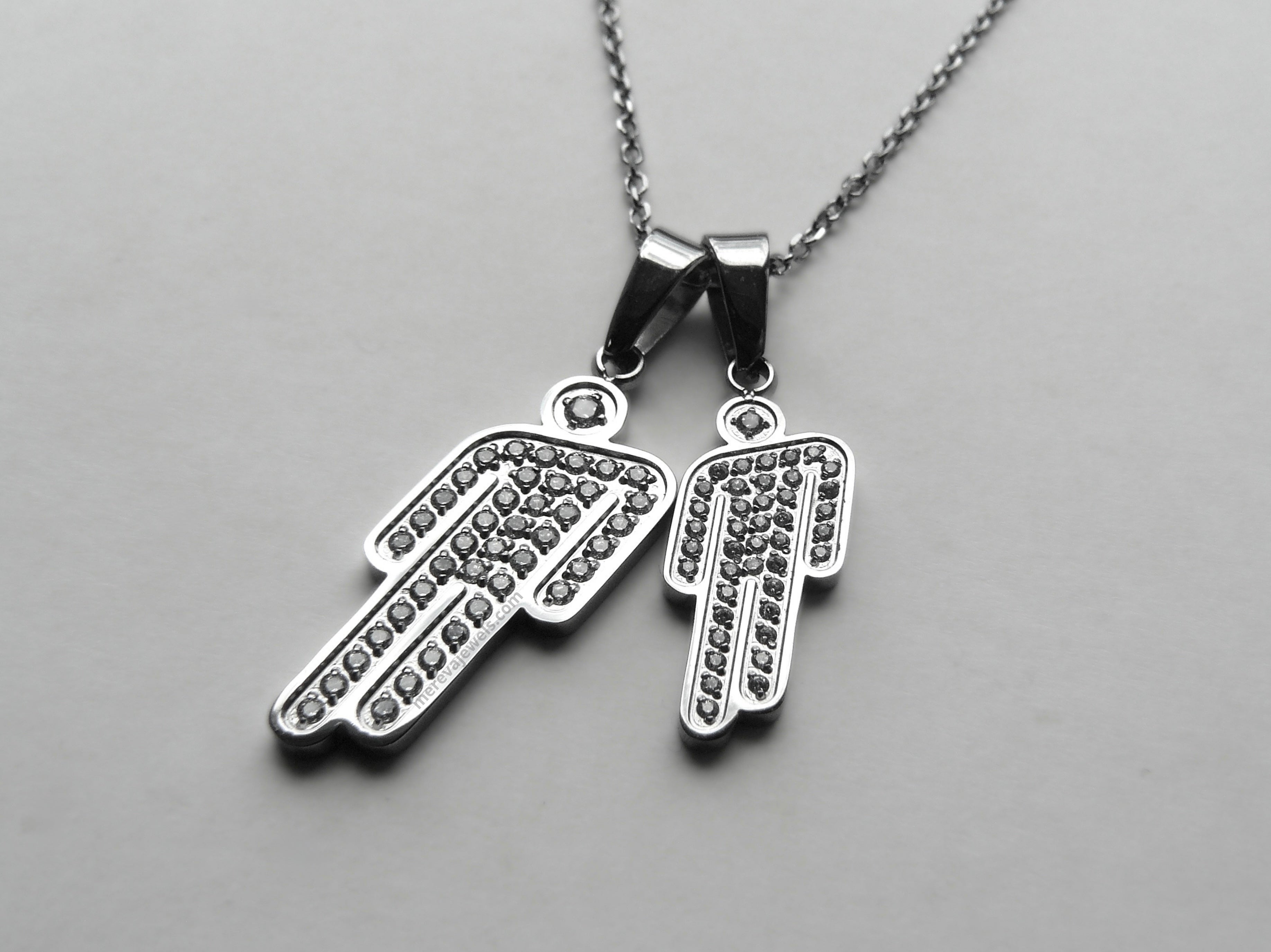 Double Mini Blohsh Rhinestone Stainless Steel Necklace